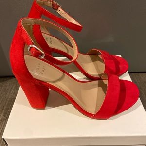 Red Block Heels